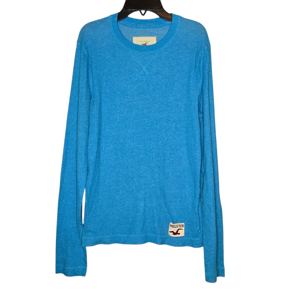 Vtg Hollister Turquoise Waffle Knit‎ Thermal Top  Longline Y2K Surf Skater Large